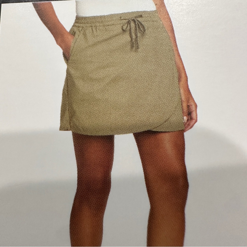 Eddie Bauer Tulip Hem Skort Size Small Khaki Nylon Skirt Shorts